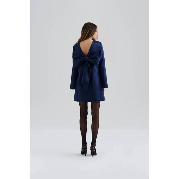 NEW MALINA elna bow detailed mini dress in dark blue - Picture 2 of 3
